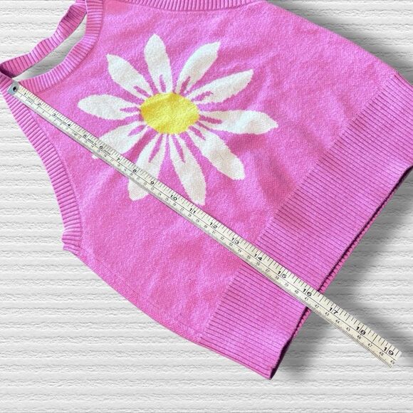 MM By My Michelle Pink Flower Daisy Crop Tank Top Retro Y2K Style Small Stretchy - Picture 2 of 7